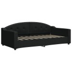 vidaXL Pat de zi cu extensie și sertare, negru, 90x190cm, textil
