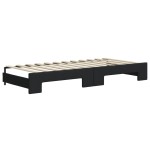 vidaXL Pat de zi cu extensie și sertare, negru, 80x200 cm, textil