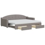 vidaXL Pat de zi cu extensie și sertare, gri taupe, 80x200 cm, textil