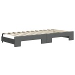 vidaXL Pat de zi cu extensie și sertare, gri închis, 90x200 cm textil
