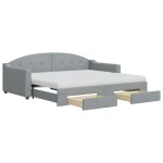 vidaXL Pat de zi cu extensie și sertare, gri deschis, 90x190cm, textil