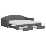 vidaXL Pat de zi cu extensie și sertare, gri închis, 90x190cm, textil vidaXL Pat de zi cu extensie și sertare, gri închis, 90x190cm, textil