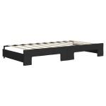 vidaXL Pat de zi cu extensie și sertare, negru, 90x190cm, textil vidaXL Pat de zi cu extensie și sertare, negru, 90x190cm, textil