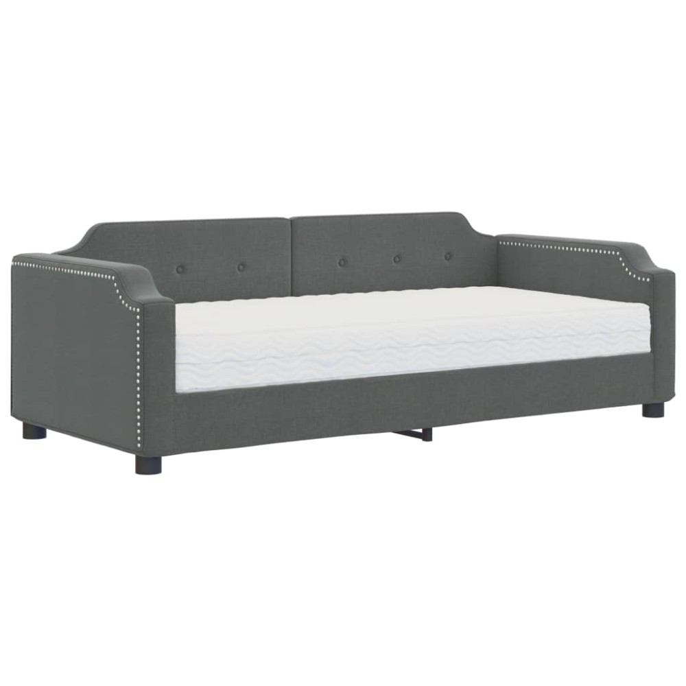 vidaXL Pat de zi cu saltea, gri închis, 80x200 cm, textil