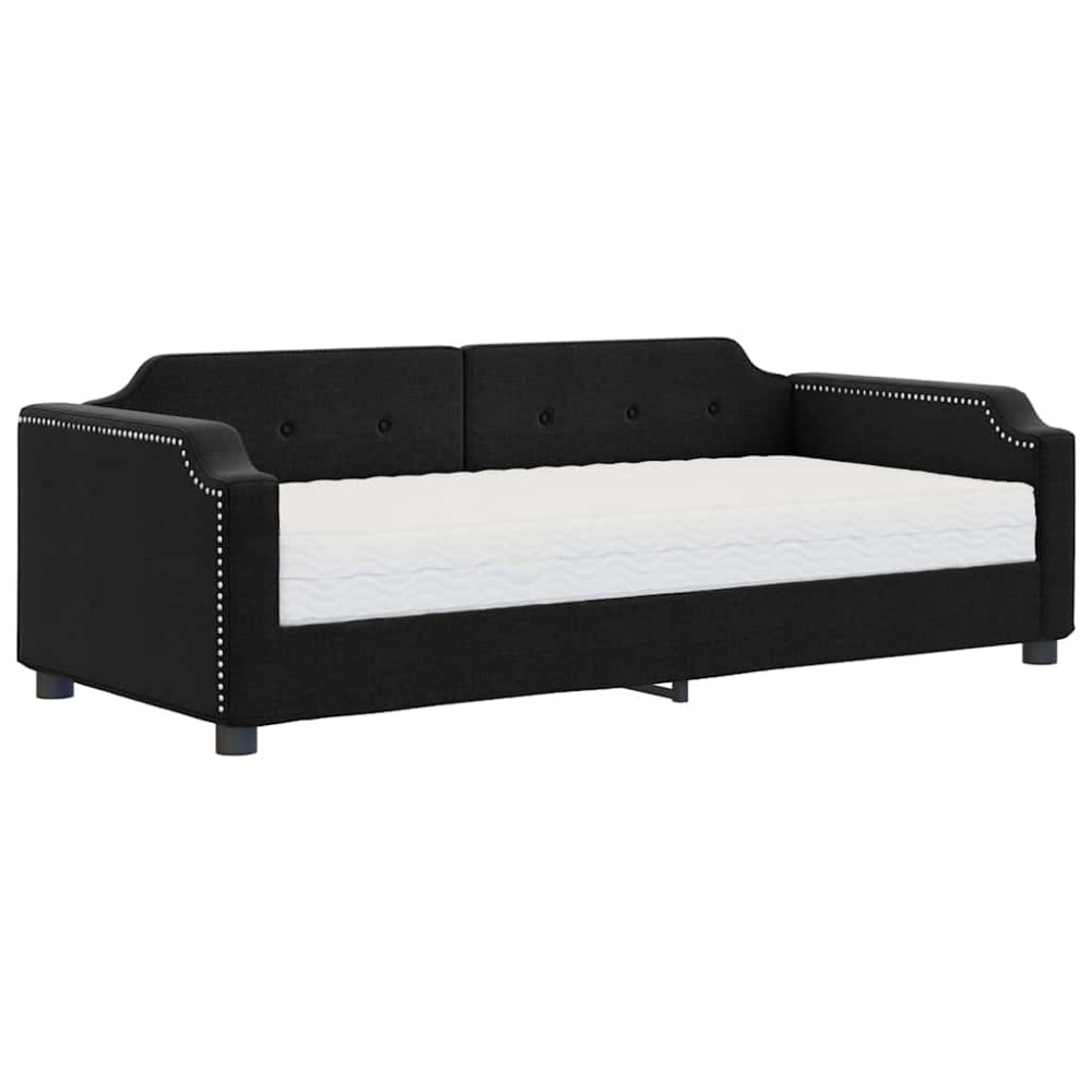 vidaXL Pat de zi cu saltea, negru, 80x200 cm, textil