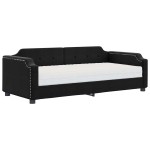 vidaXL Pat de zi cu saltea, negru, 80x200 cm, textil
