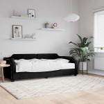 vidaXL Pat de zi cu saltea, negru, 80x200 cm, textil