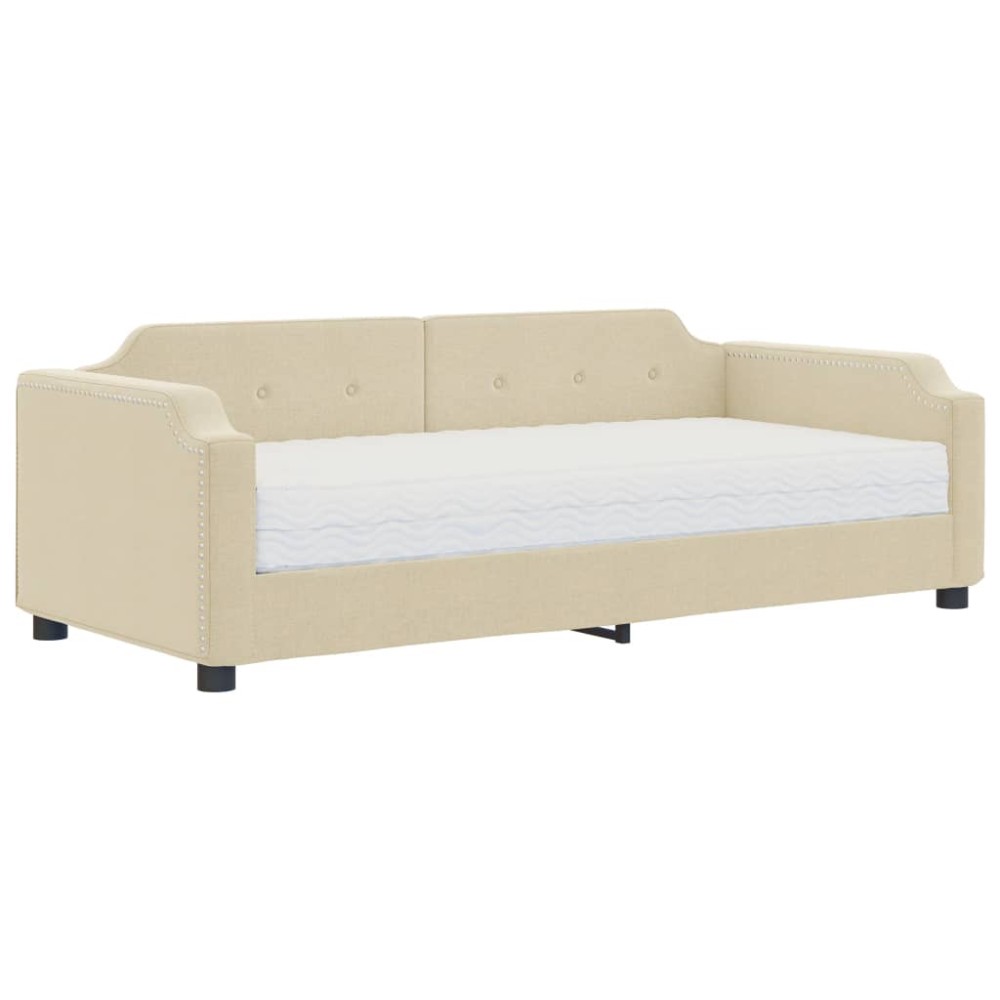 vidaXL Pat de zi cu saltea, crem, 80x200 cm, textil