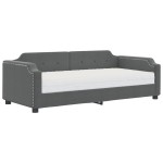 vidaXL Pat de zi cu saltea, gri închis, 90x200 cm, textil
