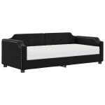 vidaXL Pat de zi cu saltea, negru, 90x200 cm, textil