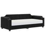 vidaXL Pat de zi cu saltea, negru, 100x200 cm, textil