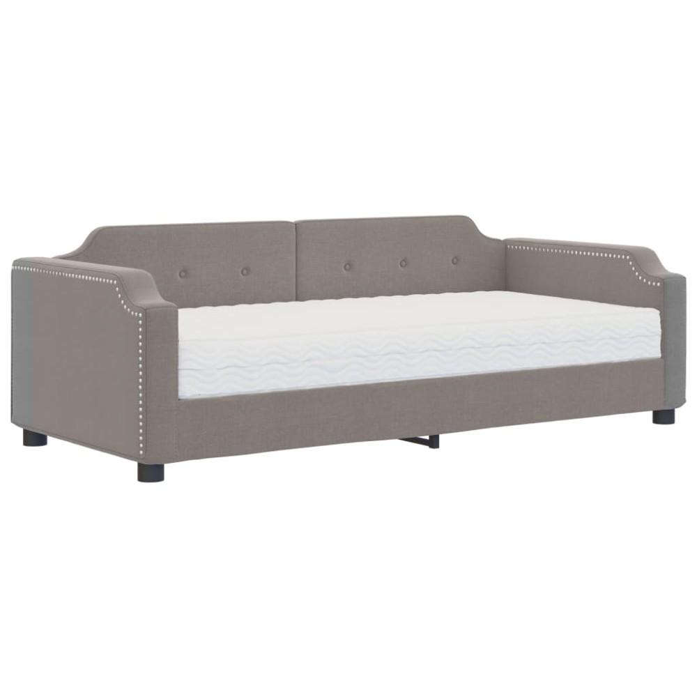 vidaXL Pat de zi cu saltea, gri taupe, 100x200 cm, textil