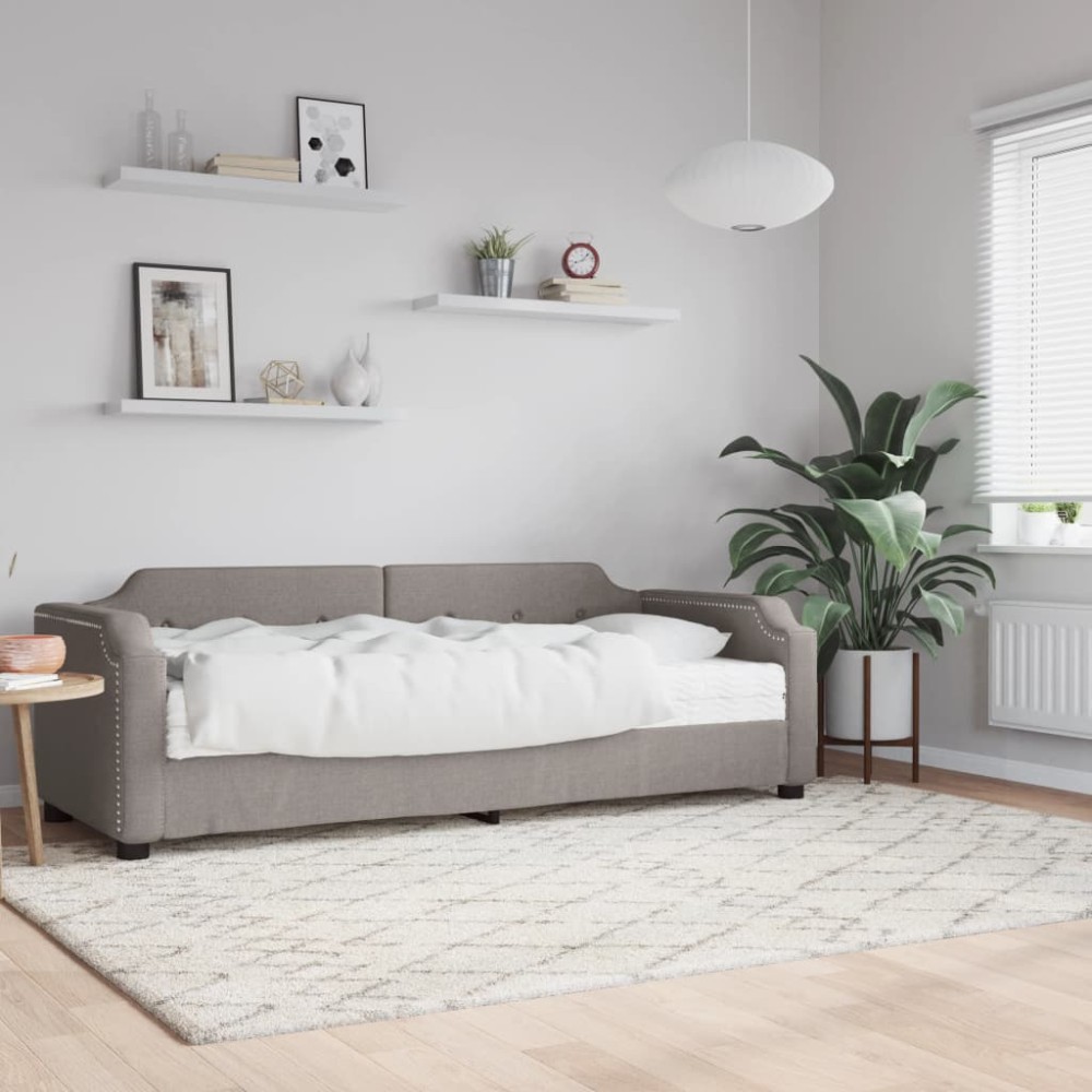 vidaXL Pat de zi cu saltea, gri taupe, 100x200 cm, textil