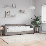 vidaXL Pat de zi cu saltea, gri taupe, 100x200 cm, textil
