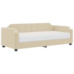vidaXL Pat de zi cu saltea, crem, 100x200 cm, textil