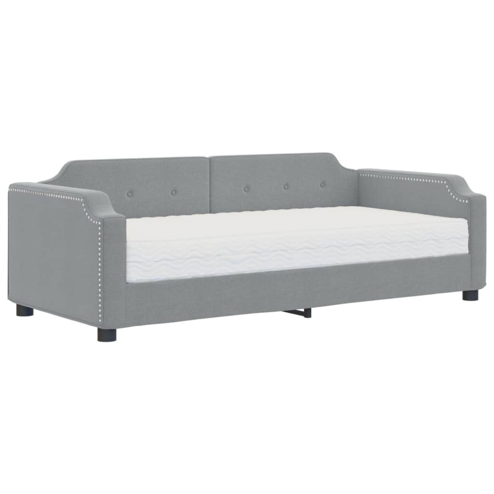 vidaXL Pat de zi cu saltea, gri deschis, 90x190 cm, textil