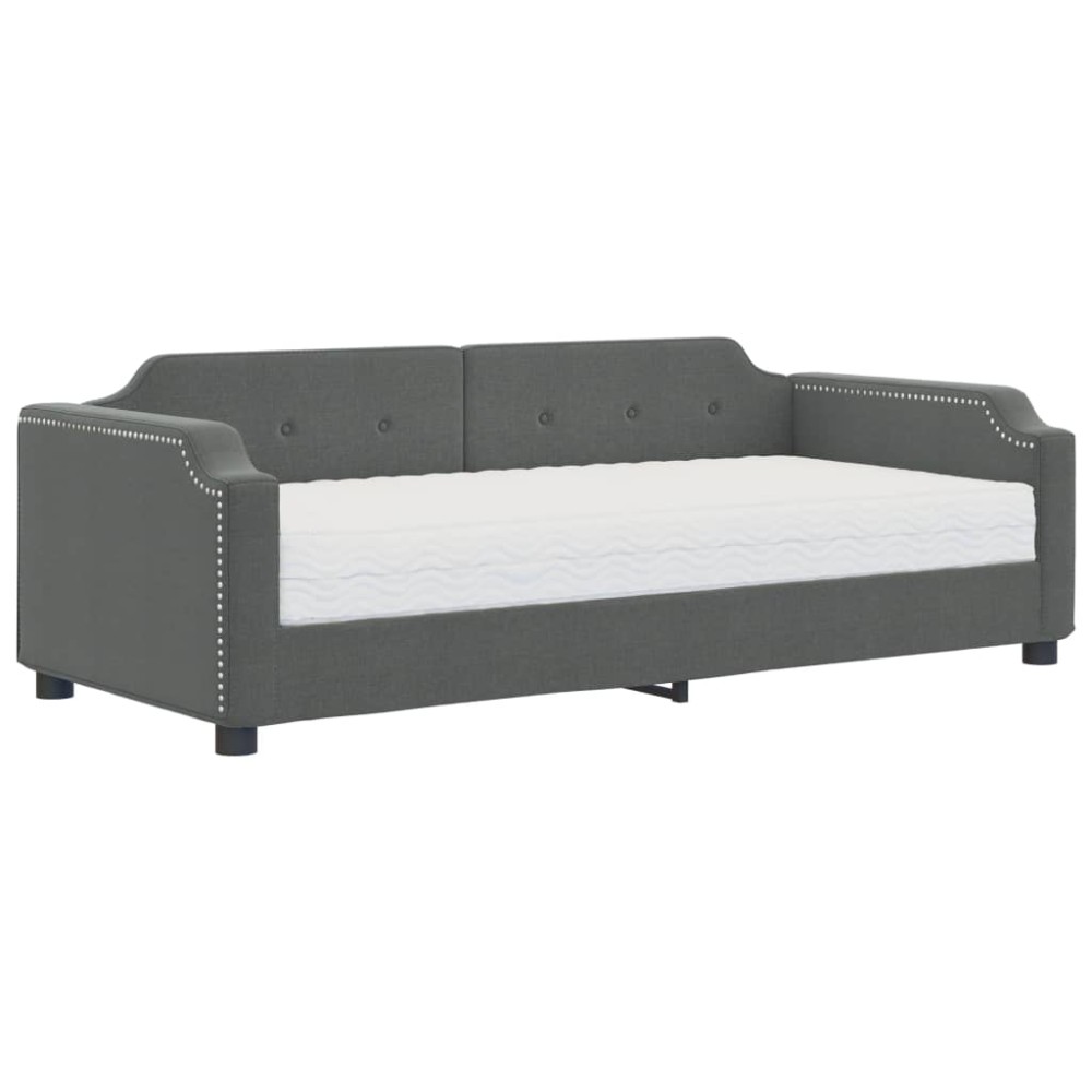 vidaXL Pat de zi cu saltea, gri închis, 90x190 cm, textil