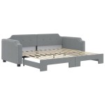 vidaXL Pat de zi cu extensie, gri deschis, 80x200 cm, textil vidaXL Pat de zi cu extensie, gri deschis, 80x200 cm, textil