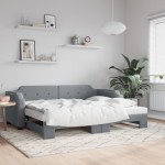 vidaXL Pat de zi cu extensie, gri deschis, 80x200 cm, textil vidaXL Pat de zi cu extensie, gri deschis, 80x200 cm, textil