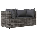 vidaXL Set mobilier de grădină cu perne, 3 piese, gri, poliratan vidaXL Set mobilier de grădină cu perne, 3 piese, gri, poliratan
