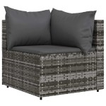 vidaXL Set mobilier de grădină cu perne, 3 piese, gri, poliratan vidaXL Set mobilier de grădină cu perne, 3 piese, gri, poliratan