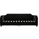 vidaXL Pat de zi cu extensie, negru, 80x200 cm, textil vidaXL Pat de zi cu extensie, negru, 80x200 cm, textil