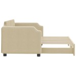 vidaXL Pat de zi cu extensie, crem, 80x200 cm, textil vidaXL Pat de zi cu extensie, crem, 80x200 cm, textil