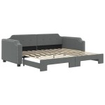 vidaXL Pat de zi cu extensie, gri închis, 90x200 cm, textil vidaXL Pat de zi cu extensie, gri închis, 90x200 cm, textil