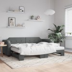 vidaXL Pat de zi cu extensie, gri închis, 90x200 cm, textil vidaXL Pat de zi cu extensie, gri închis, 90x200 cm, textil