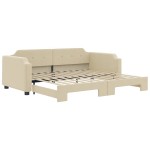 vidaXL Pat de zi cu extensie, crem, 90x200 cm, textil vidaXL Pat de zi cu extensie, crem, 90x200 cm, textil