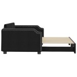 vidaXL Pat de zi cu extensie, negru, 100x200 cm, textil
