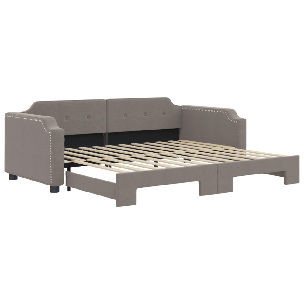vidaXL Pat de zi cu extensie, gri taupe, 100x200 cm, textil