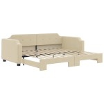 vidaXL Pat de zi cu extensie, crem, 100x200 cm, textil