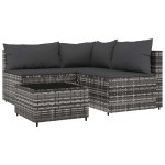 vidaXL Set mobilier de grădină cu perne, 4 piese, gri, poliratan vidaXL Set mobilier de grădină cu perne, 4 piese, gri, poliratan