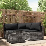 vidaXL Set mobilier de grădină cu perne, 4 piese, gri, poliratan vidaXL Set mobilier de grădină cu perne, 4 piese, gri, poliratan