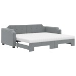 vidaXL Pat de zi cu extensie și saltele, gri deschis 90x200 cm textil