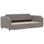 vidaXL Pat de zi cu extensie și sertare, gri taupe, 80x200 cm, textil