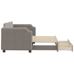 vidaXL Pat de zi cu extensie și sertare, gri taupe, 80x200 cm, textil