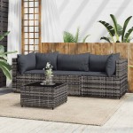 vidaXL Set mobilier de grădină cu perne, 4 piese, gri, poliratan vidaXL Set mobilier de grădină cu perne, 4 piese, gri, poliratan