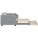vidaXL Pat de zi cu extensie și sertare, gri deschis, 90x200 cm textil