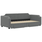 vidaXL Pat de zi cu extensie și sertare, gri închis, 90x200 cm textil