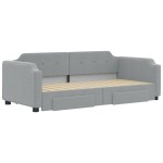vidaXL Pat de zi cu extensie și sertare, gri deschis 100x200 cm textil vidaXL Pat de zi cu extensie și sertare, gri deschis 100x200 cm textil