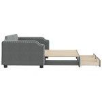 vidaXL Pat de zi cu extensie și sertare, gri închis, 100x200 cm textil
