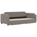 vidaXL Pat de zi cu extensie și sertare, gri taupe, 100x200 cm, textil vidaXL Pat de zi cu extensie și sertare, gri taupe, 100x200 cm, textil