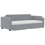 vidaXL Pat de zi cu extensie și sertare, gri deschis, 80x200 cm textil