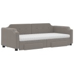 vidaXL Pat de zi cu extensie și sertare, gri taupe, 80x200 cm, textil