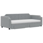 vidaXL Pat de zi cu extensie și sertare, gri deschis, 90x200 cm textil