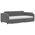 vidaXL Pat de zi cu extensie și sertare, gri închis, 90x200 cm textil