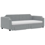 vidaXL Pat de zi cu extensie și sertare, gri deschis 100x200 cm textil