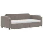 vidaXL Pat de zi cu extensie și sertare, gri taupe, 100x200 cm, textil